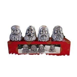 Home for the Holidays Vintage Santa Sliver Metal Napkin Rings Holders Set Of 4